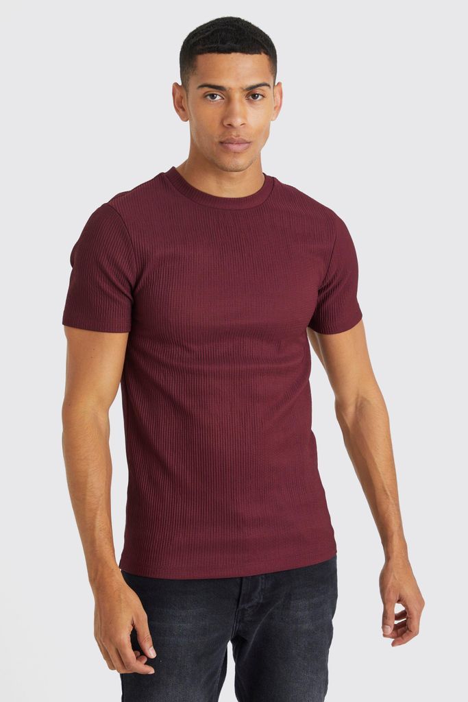 Men's Heavy Pleated Muscle T Shirt - Red - S, Red