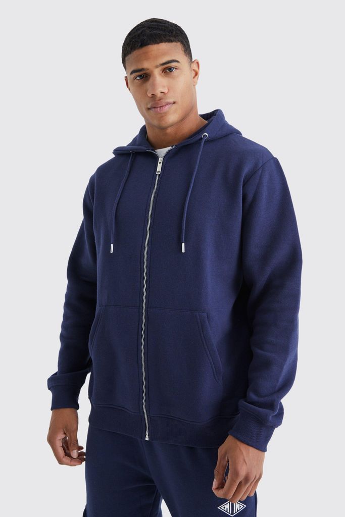 Men's Basic Zip Through Hoodie - Navy - S, Navy