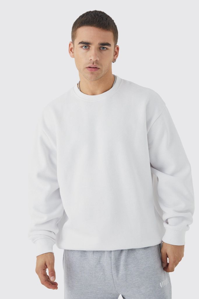 Men's Oversized Basic Sweatshirt - White - S, White