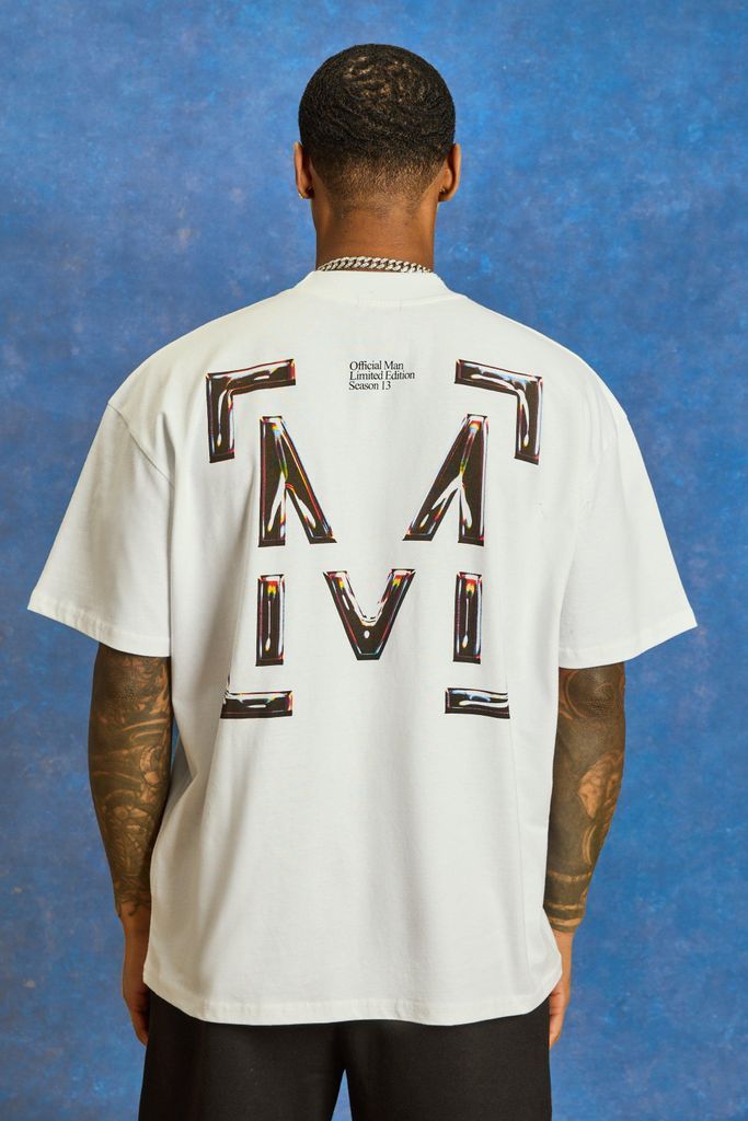 Men's Oversized Boxy 'M' Graphic T-Shirt - White - S, White