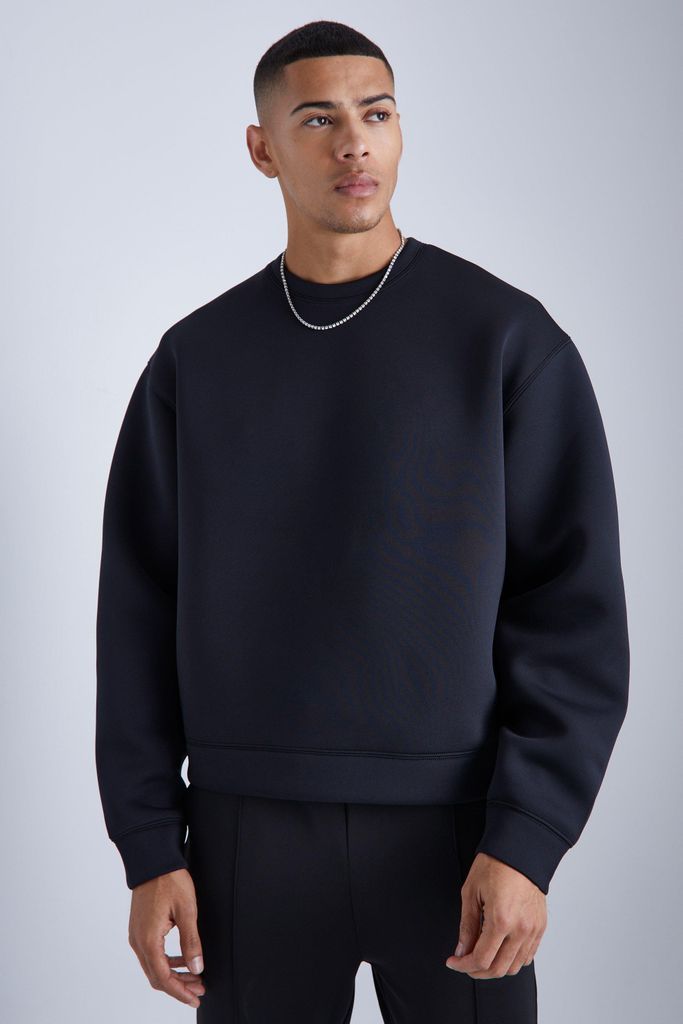 Men's Oversized Boxy Bonded Scuba Sweatshirt - Black - S, Black