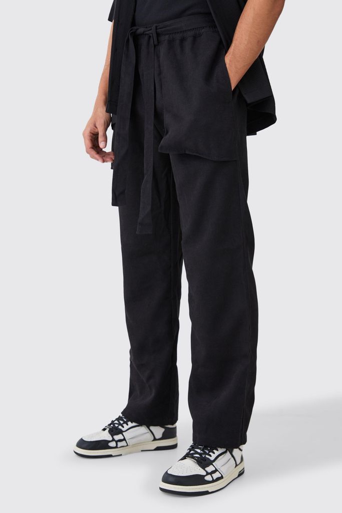 Men's Elastic Waist Peached Relaxed Fit Trouser - Black - 28R, Black