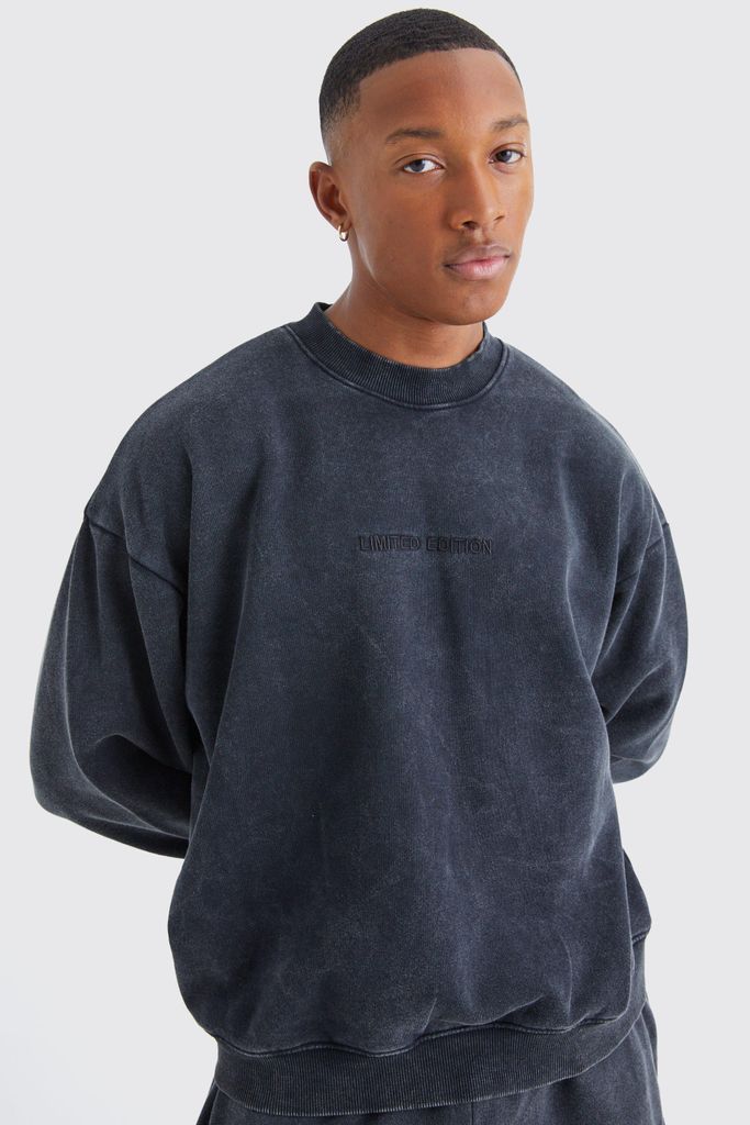 Men's Oversized Limited Boxy Acid Wash Sweatshirt - Grey - S, Grey