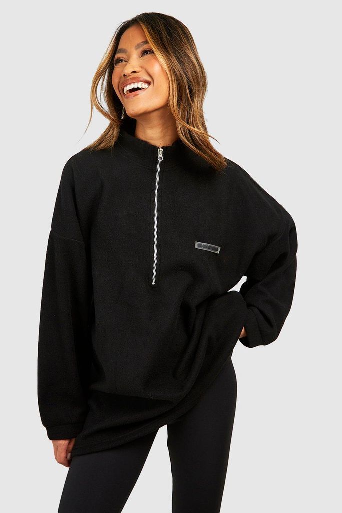 Womens Dsgn Studio Half Zip Polar Fleece Oversized Sweatshirt - Black - S, Black