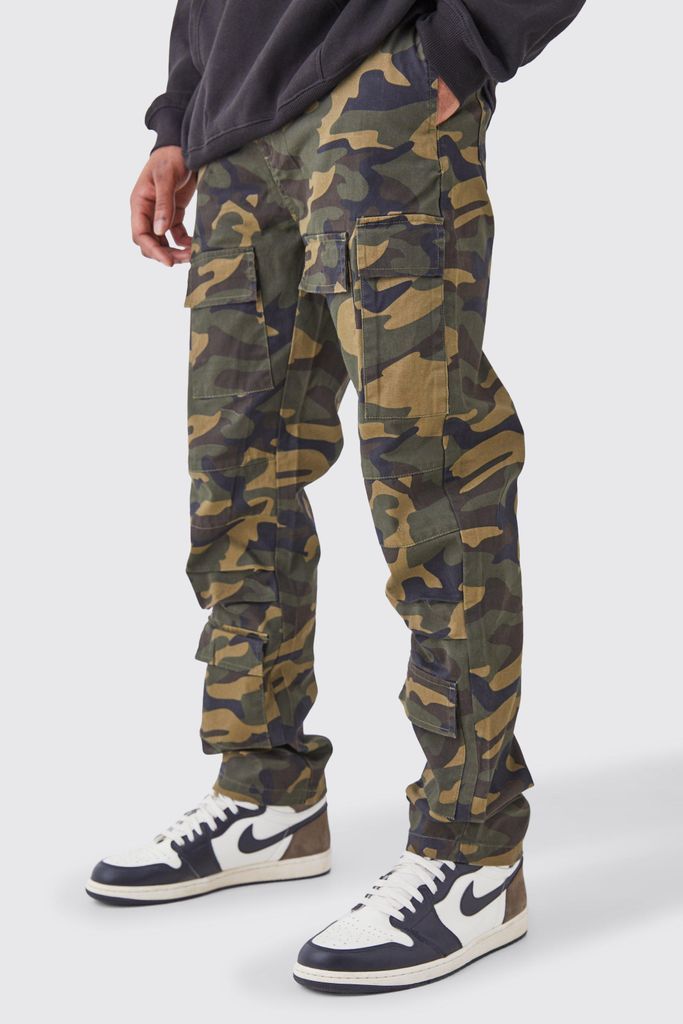Men's Tall Fixed Waist Straight Leg Twill Camo Cargo Trouser - Multi - 30, Multi