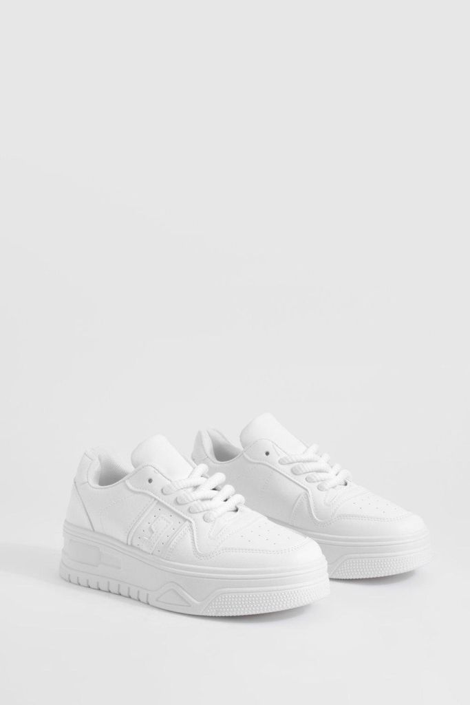 Womens Chunky Contrast Panel Trainers - White - 3, White