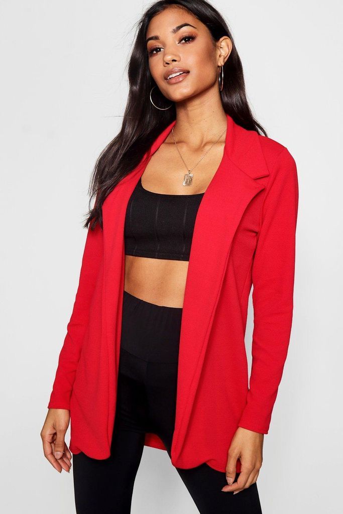 Womens Jersey Crepe Fitted Blazer - Red - 12, Red