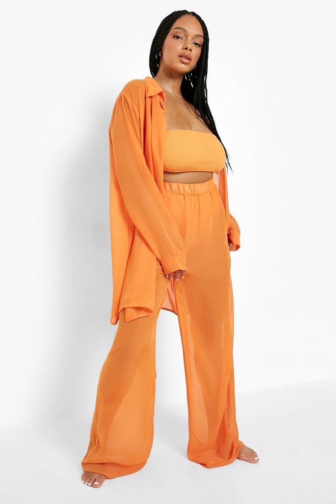 Womens Plus Chiffon Beach Trousers - Orange - 18, Orange