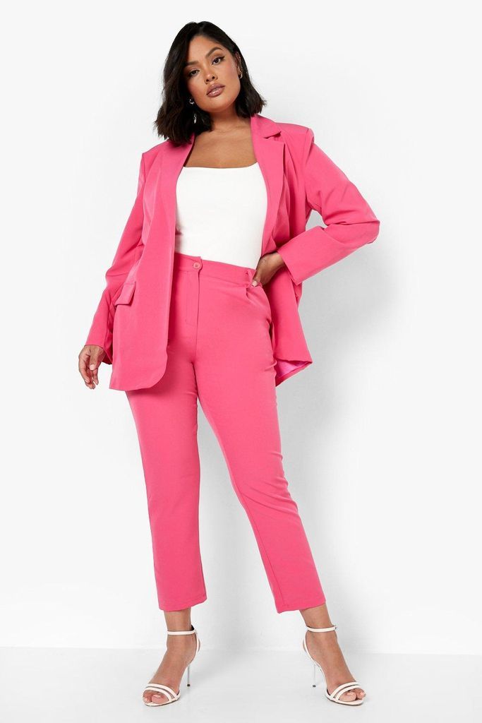 Womens Plus Oversized Dad Blazer & Trousers Suit - Pink - 16, Pink