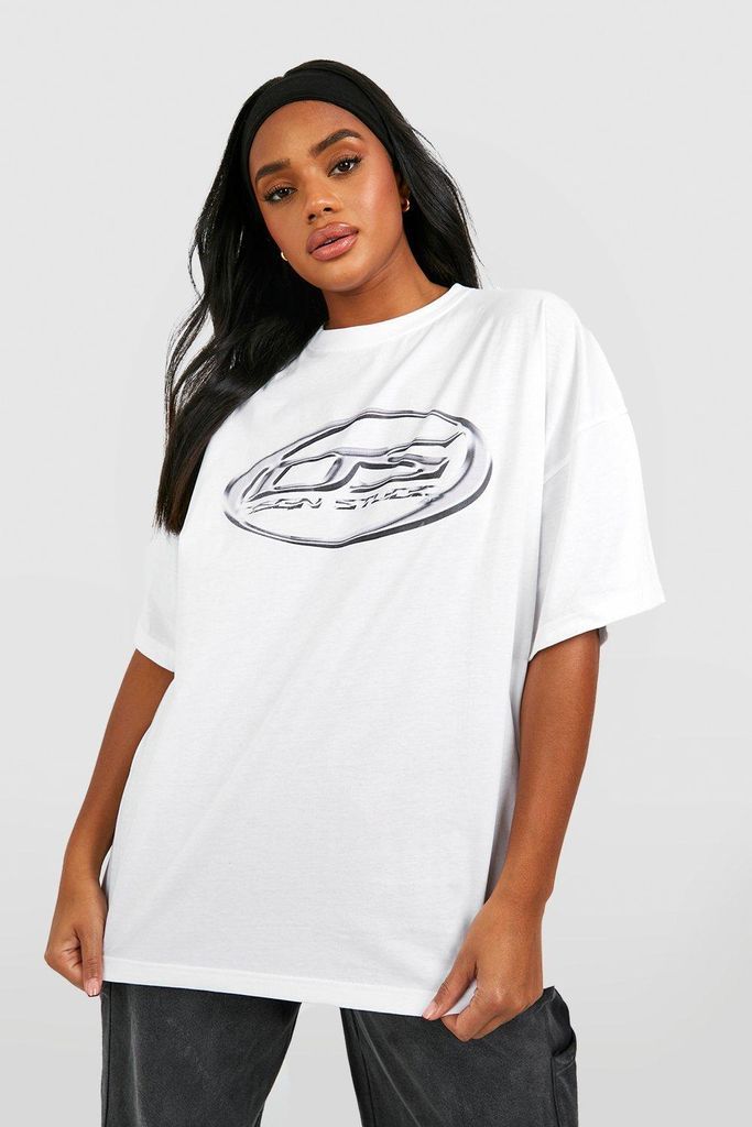 Womens Dsgn Studio Slogan Printed Oversized T-Shirt - White - S, White