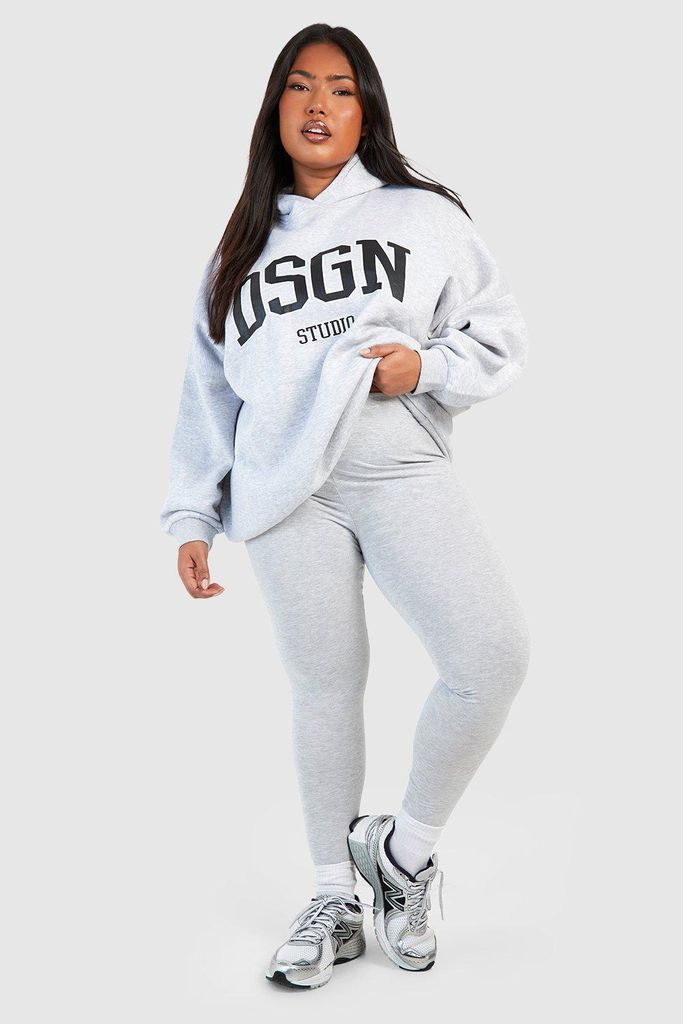 Womens Plus Dsgn Oversized Hoodie And Legging Set - Grey - 16, Grey