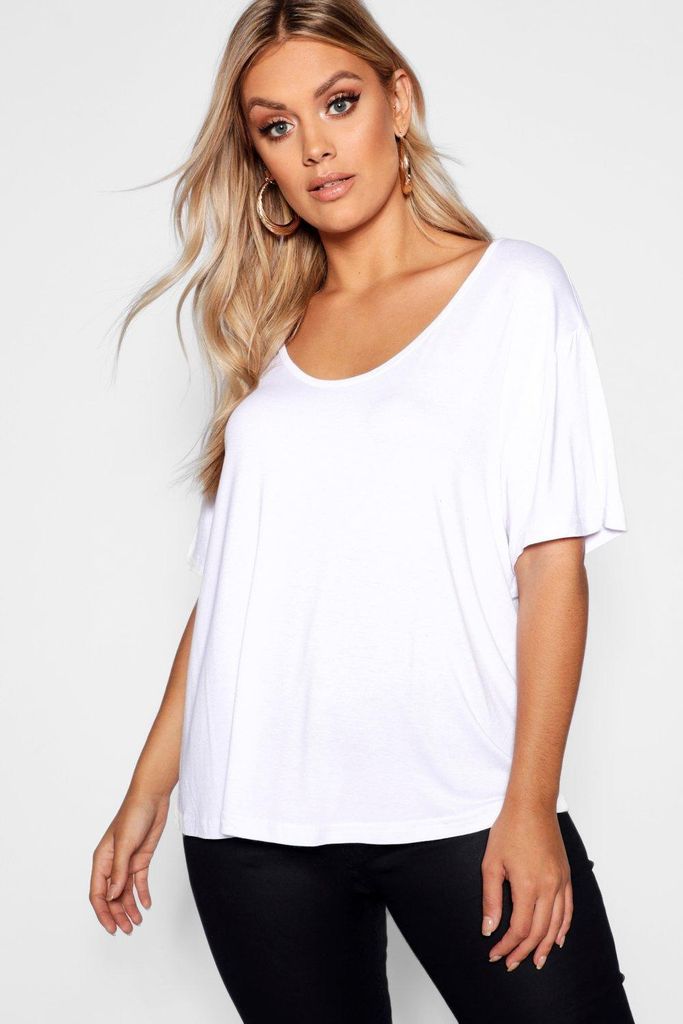 Womens Plus Super Soft Oversized Basic T-Shirt - White - 18, White