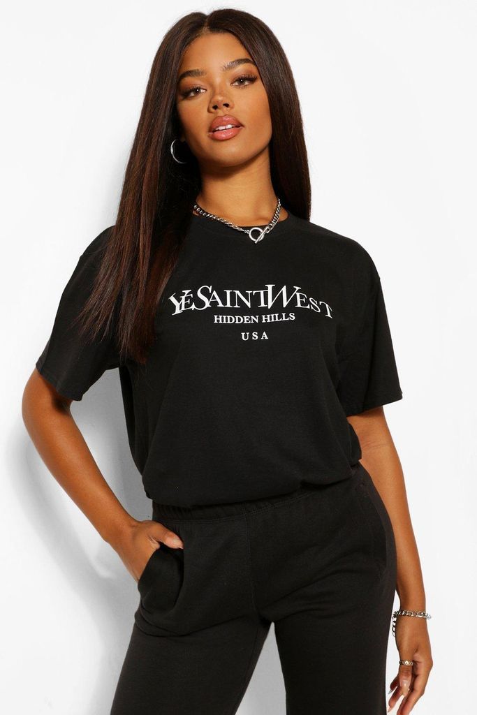 Womens Ye Saint West Oversized T-Shirt - Black - M, Black