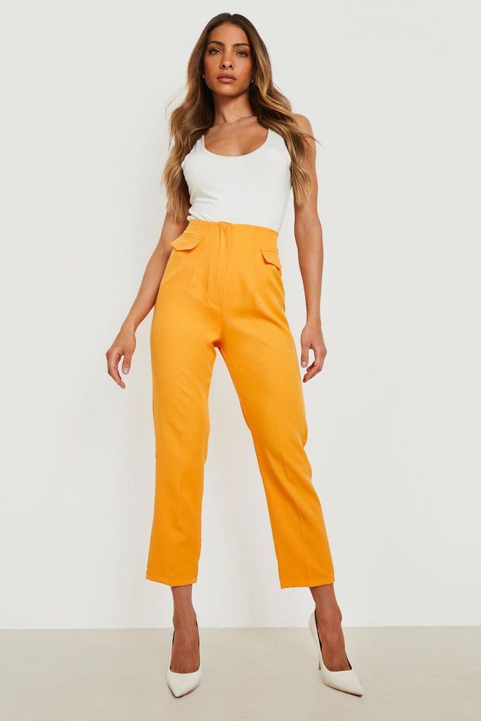 Womens Pocket Detail Tailored Slim Fit Trousers - Orange - 8, Orange