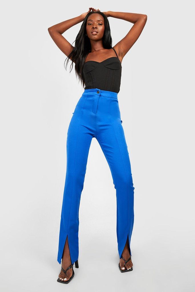 Womens The Split Hem Slim Fit Trouser - Blue - 10, Blue
