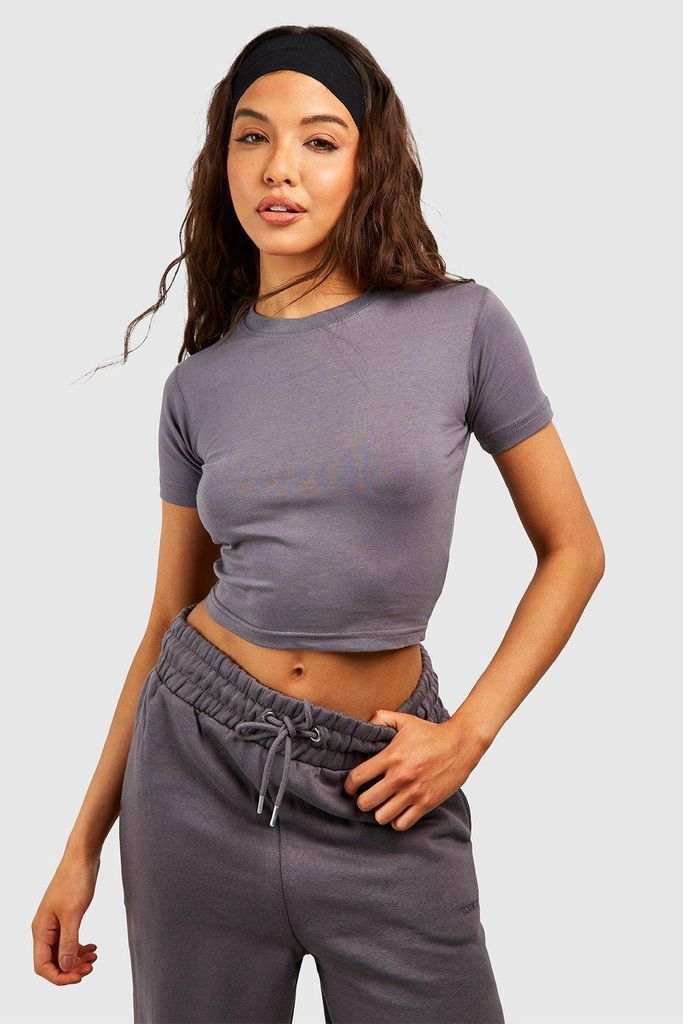 Womens Short Sleeve Fitted Top - Grey - 6, Grey