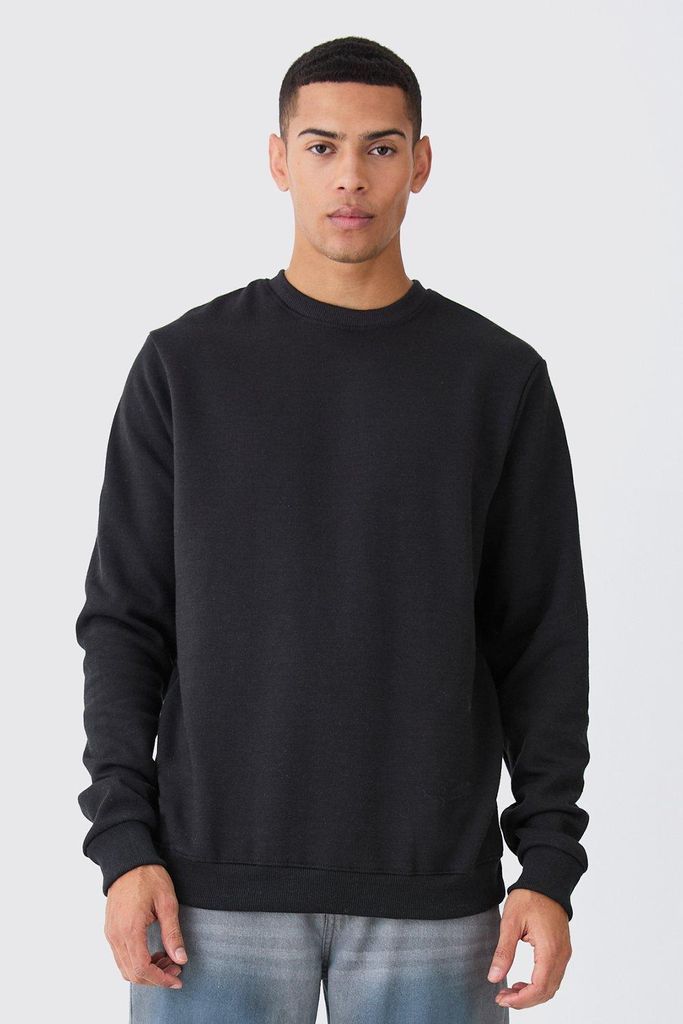 Men's Basic Crew Neck Sweatshirt - Black - S, Black