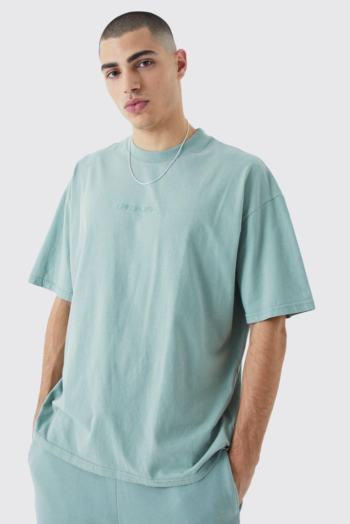 Men's Oversized Man Official Washed T-Shirt - Green - S, Green