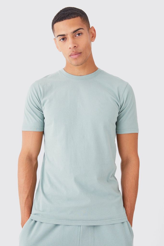 Men's Slim Fit Washed Crew Neck T-Shirt - Green - S, Green