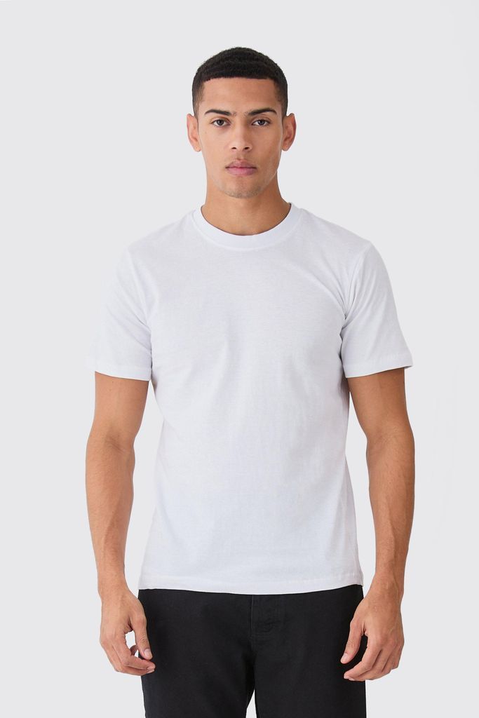 Men's Basic Slim Fit Crew Neck T-Shirt - White - S, White