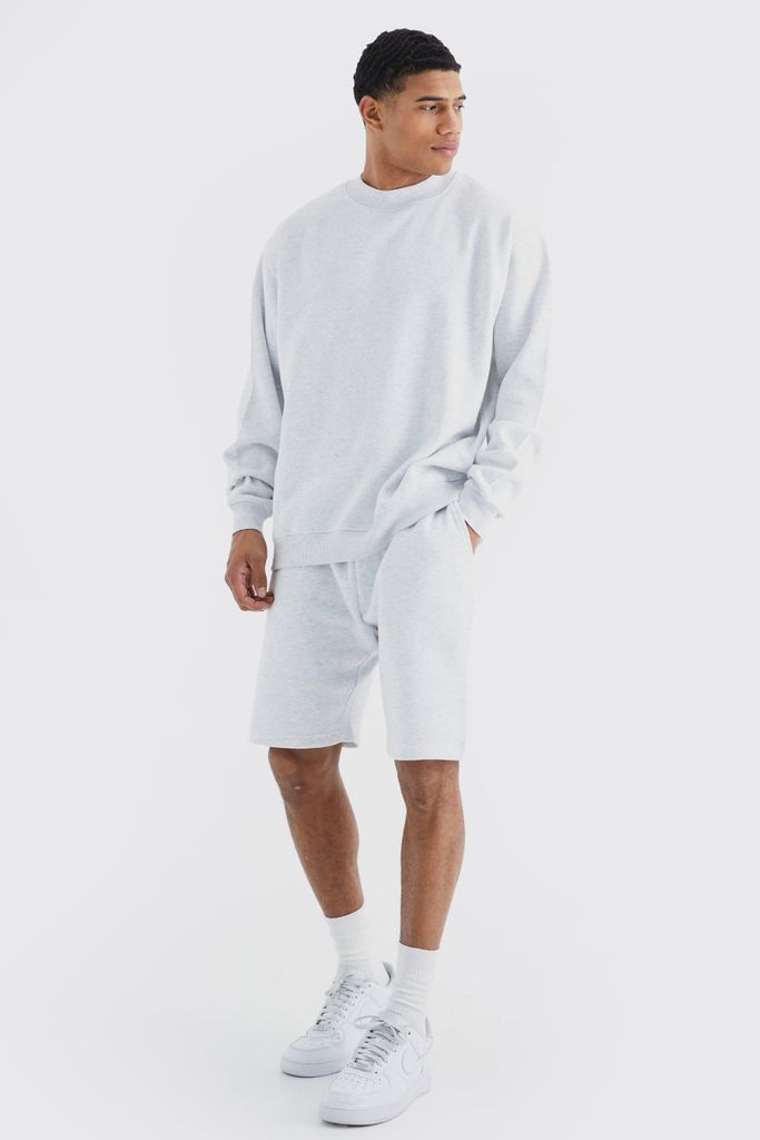 Men's Man Signature Regular Sweatshirt Short Tracksuit - Grey - S, Grey