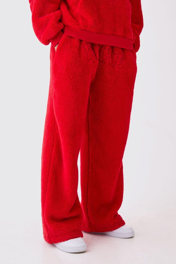 Men's Extreme Wide Leg Borg Applique Jogger - Red - S, Red