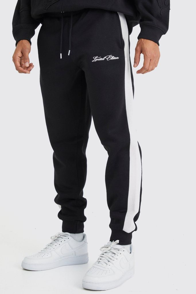 Men's Limited Edition Regular Fit Colour Block Joggers - Black - S, Black