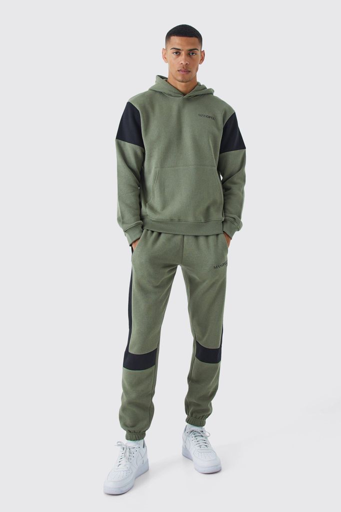 Men's Man Ofcl Colour Block Hoodie Tracksuit - Green - S, Green