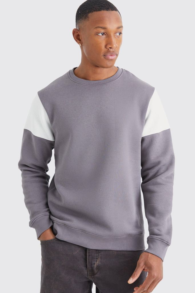 Men's Slim Colour Block Sweatshirt - Grey - S, Grey