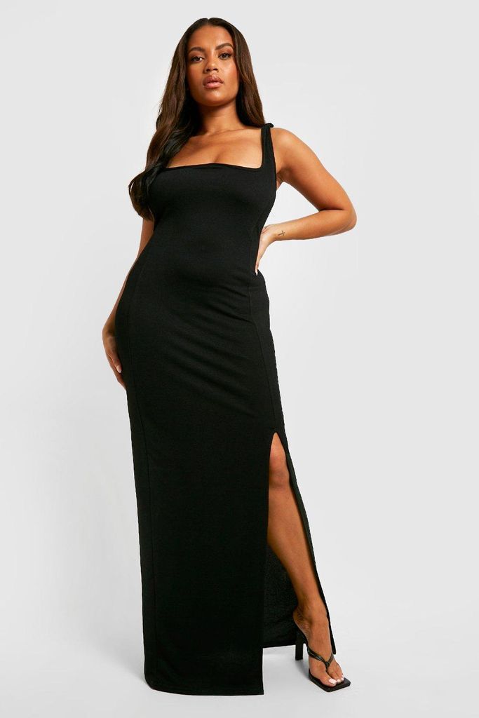 Womens Plus Scoop Neck Seam Detail Maxi Dress - Black - 20, Black