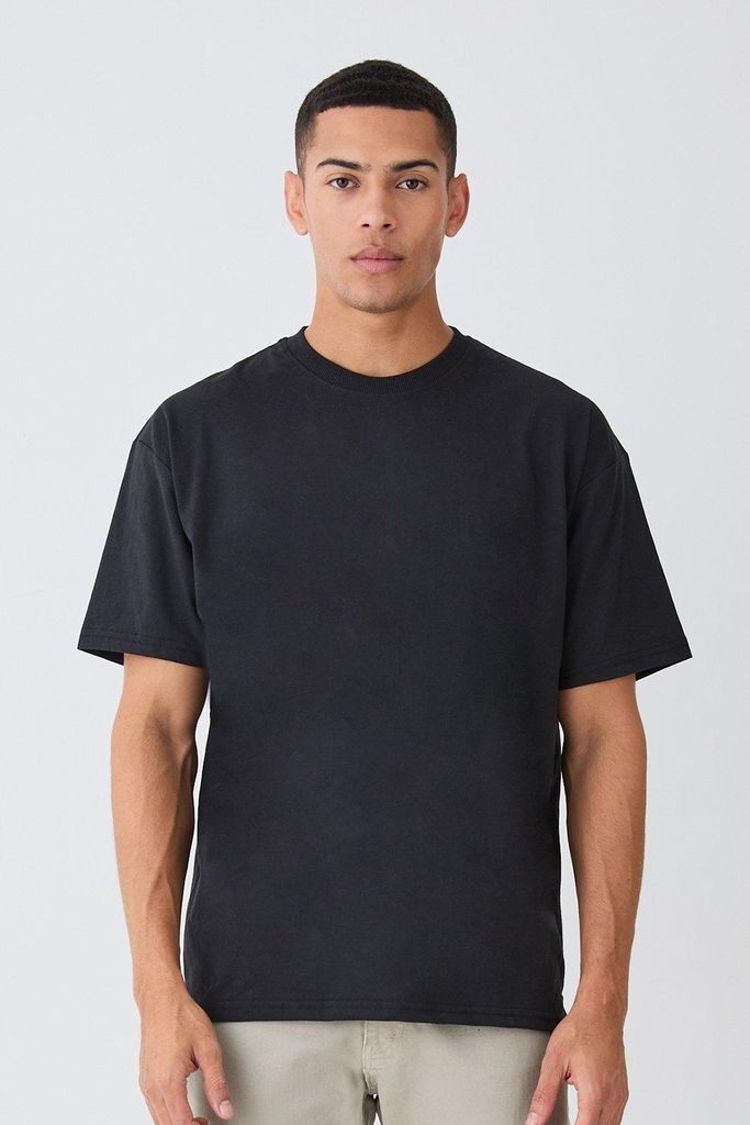 Men's Oversized Crew Neck T-Shirt - Black - S, Black