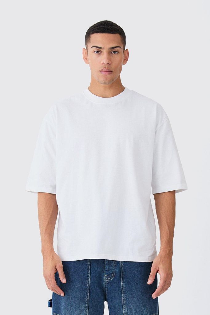 Men's Oversized Heavyweight Half Sleeve T-Shirt - White - S, White