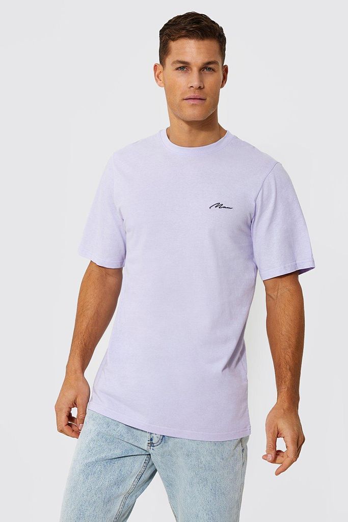 Men's Tall Man Script Logo Regular Fit T-Shirt - Purple - L, Purple
