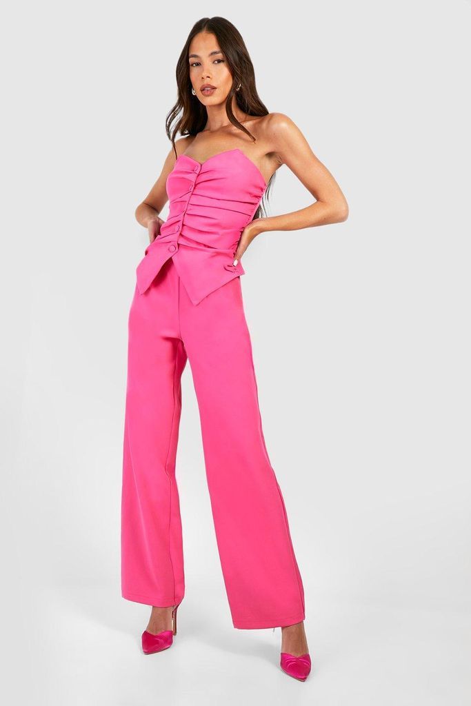 Womens Pleat Front Straight Leg Tailored Trousers - Pink - 6, Pink
