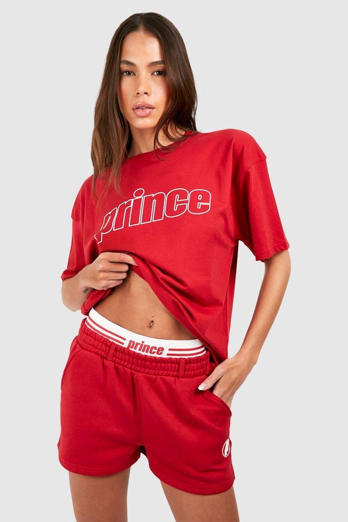 Womens Prince Printed Oversized T-Shirt - Red - 6, Red