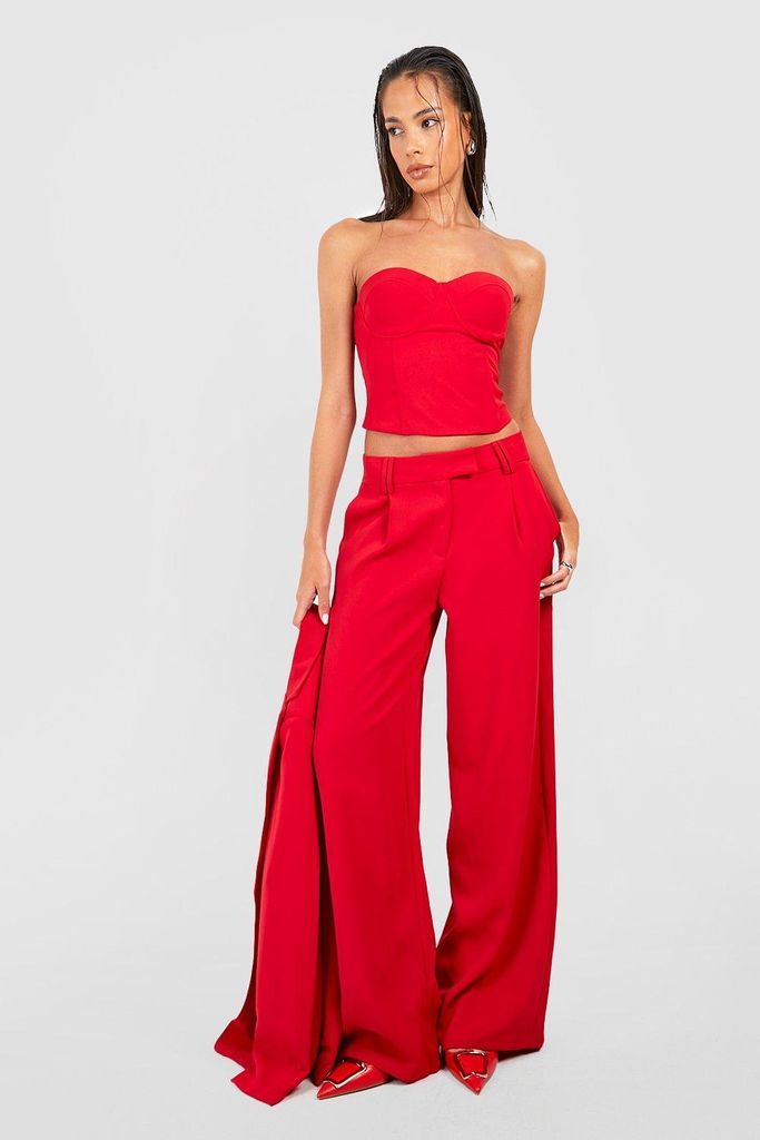 Womens Tailored Pleat Front Straight Leg Trousers - 6, Red