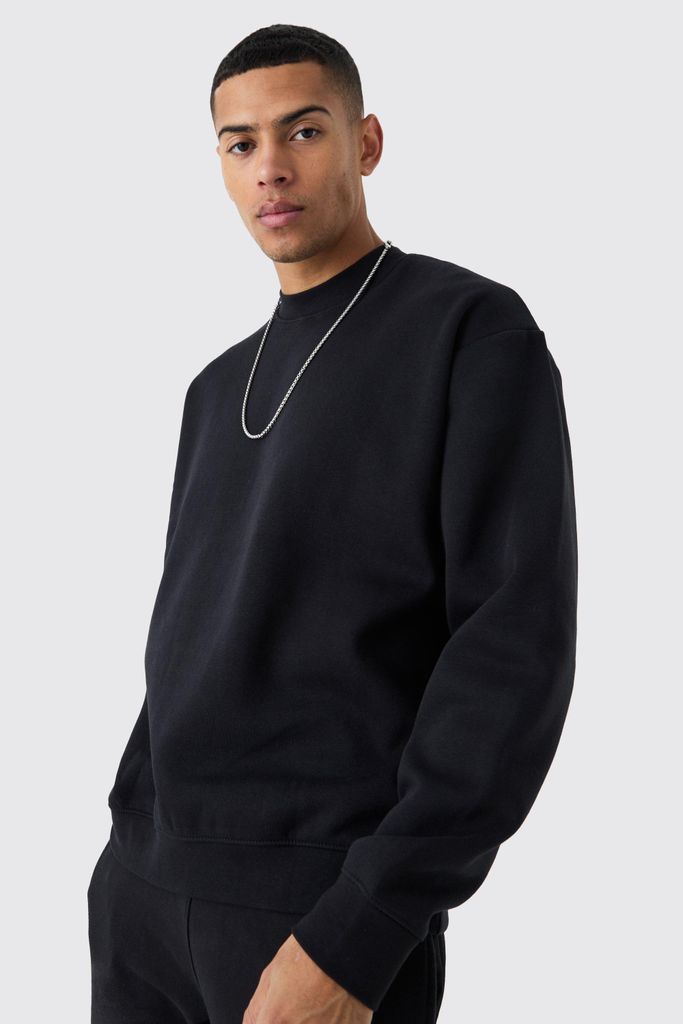 Men's Oversized Extended Neck Sweatshirt - Black - S, Black