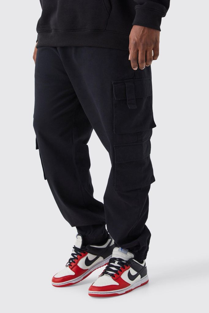 Men's Plus Elastic Waist Multi Cargo Pocket Slim Fit Jogger - Black - Xxxl, Black