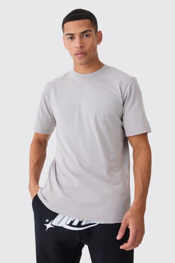 Men's Washed Crew Neck T-Shirt - Grey - S, Grey
