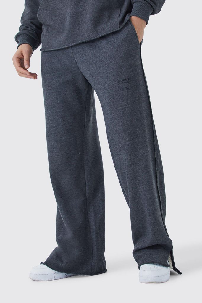 Men's Wide Leg Heavyweight Loopback Printed Jogger - Grey - S, Grey