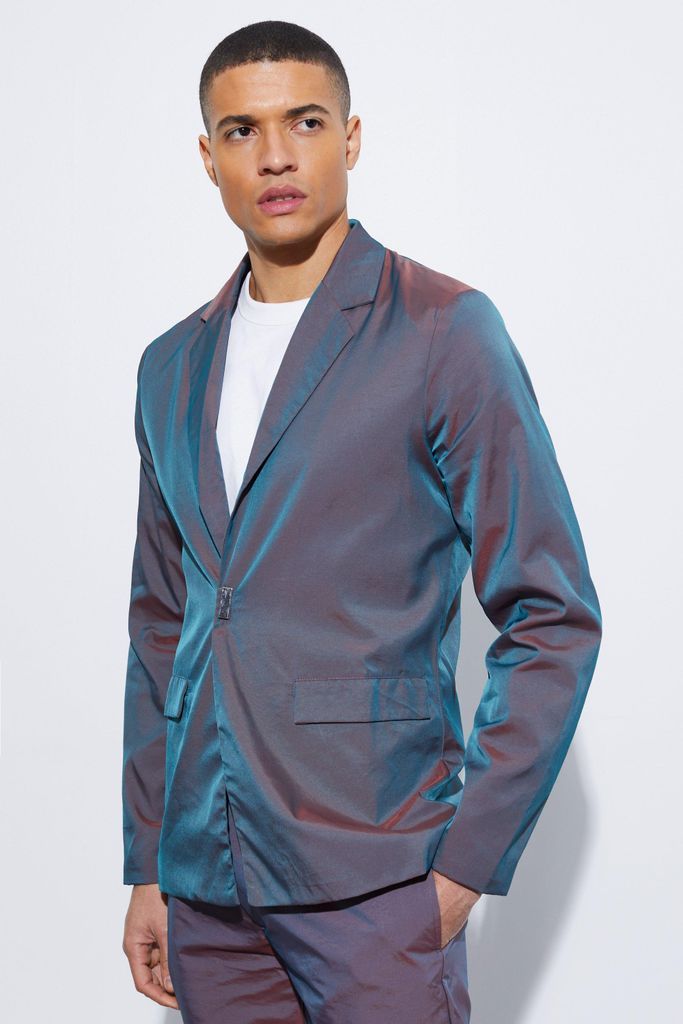 Men's Iridescent Slim Fit Blazer - Purple - 34, Purple