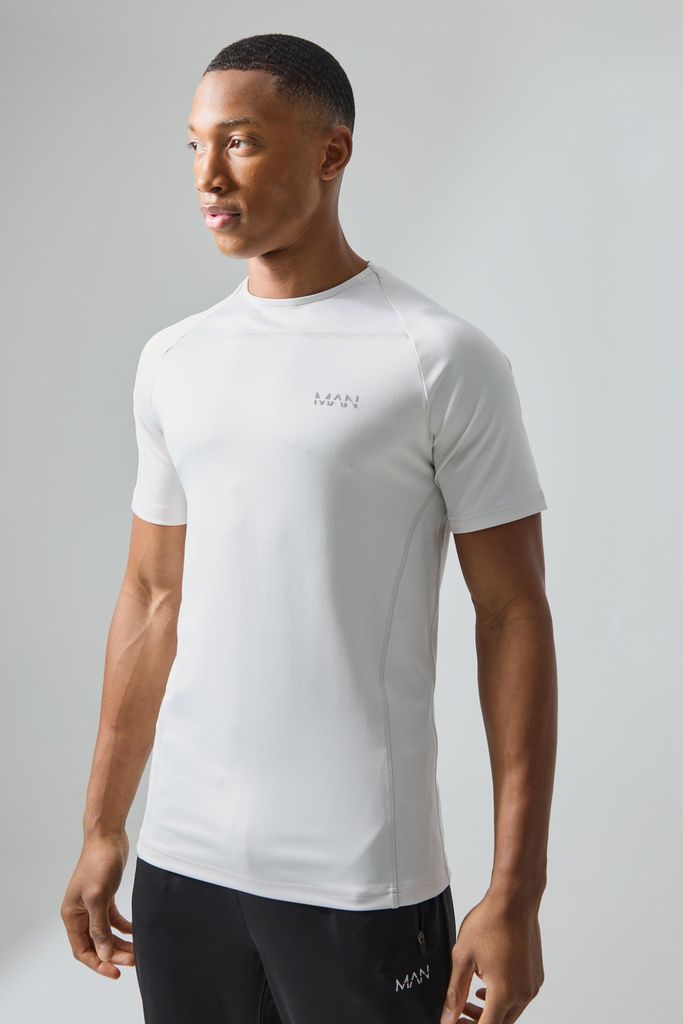 Men's Man Active Camo Muscle Fit Raglan T-Shirt - Grey - S, Grey