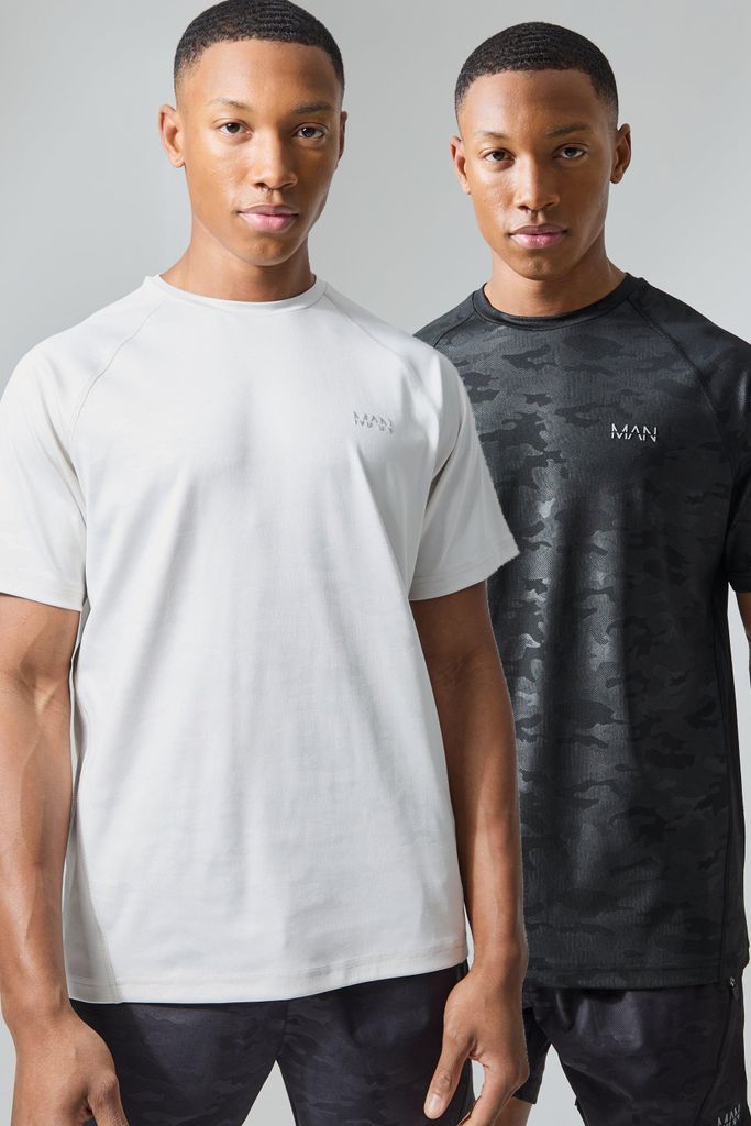 Men's Man Active Camo Raglan T-Shirt 2 Pack - Black - S, Black