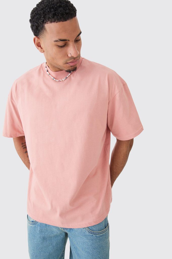 Men's Heavyweight Oversized T-Shirt - Pink - S, Pink