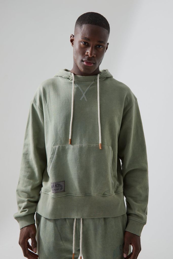Men's Man Active Oversized Washed Rest Day Hoodie - Green - S, Green
