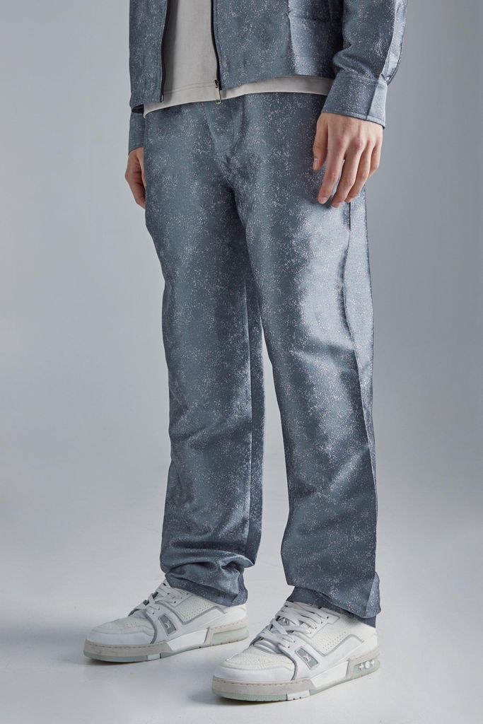 Men's Marl Fabric Interest Straight Trouser - Grey - S, Grey