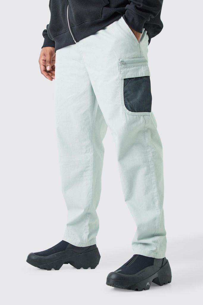 Men's Plus Elastic Comfort Mesh Pocket Cargo Trouser - Grey - Xxxl, Grey
