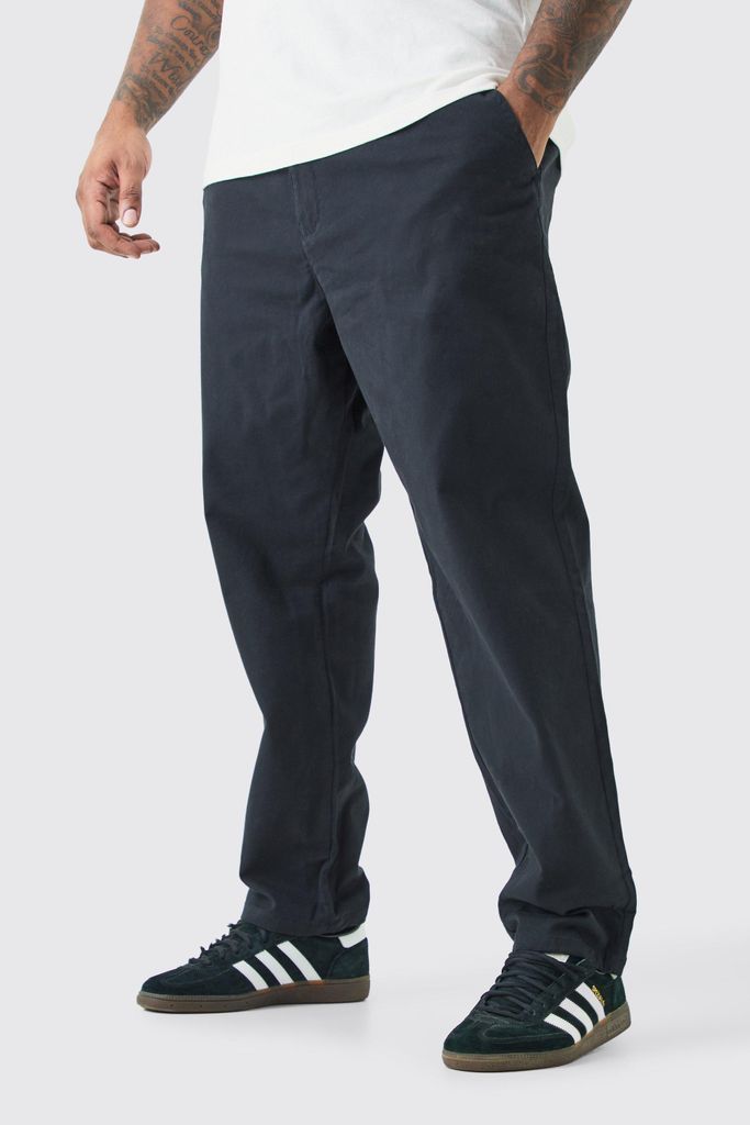 Men's Plus Fixed Waist Slim Chino Trouser - Black - 38, Black