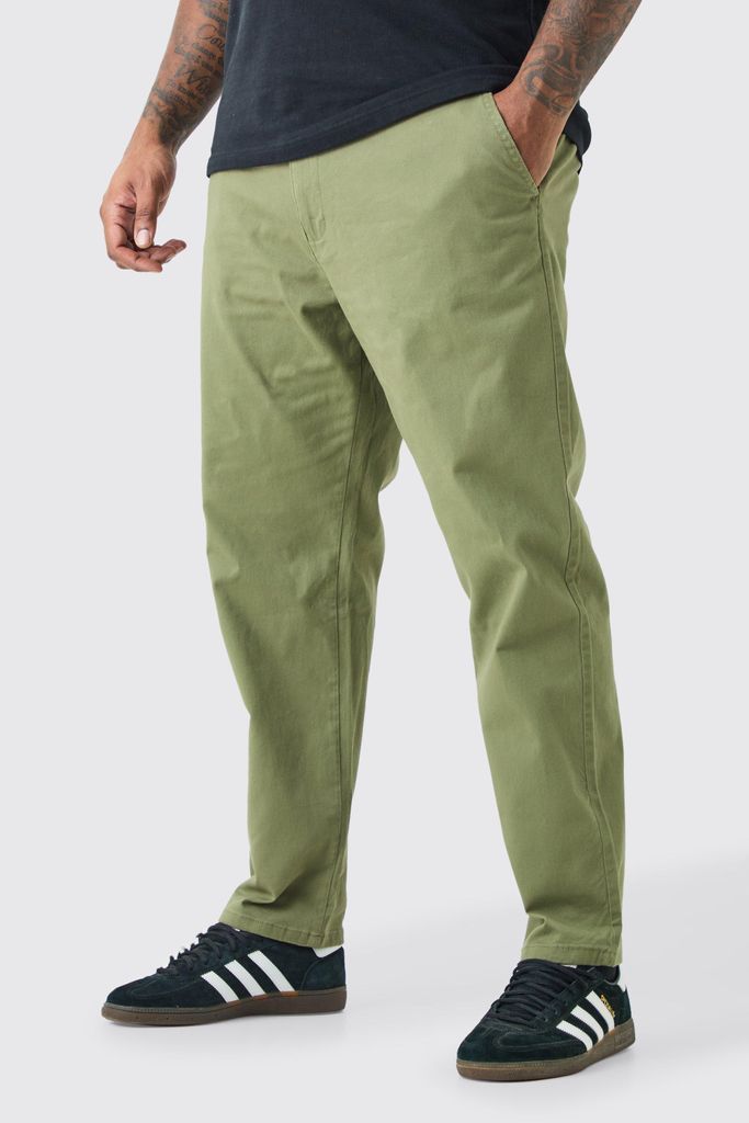 Men's Plus Fixed Waist Slim Chino Trouser - Green - 38, Green