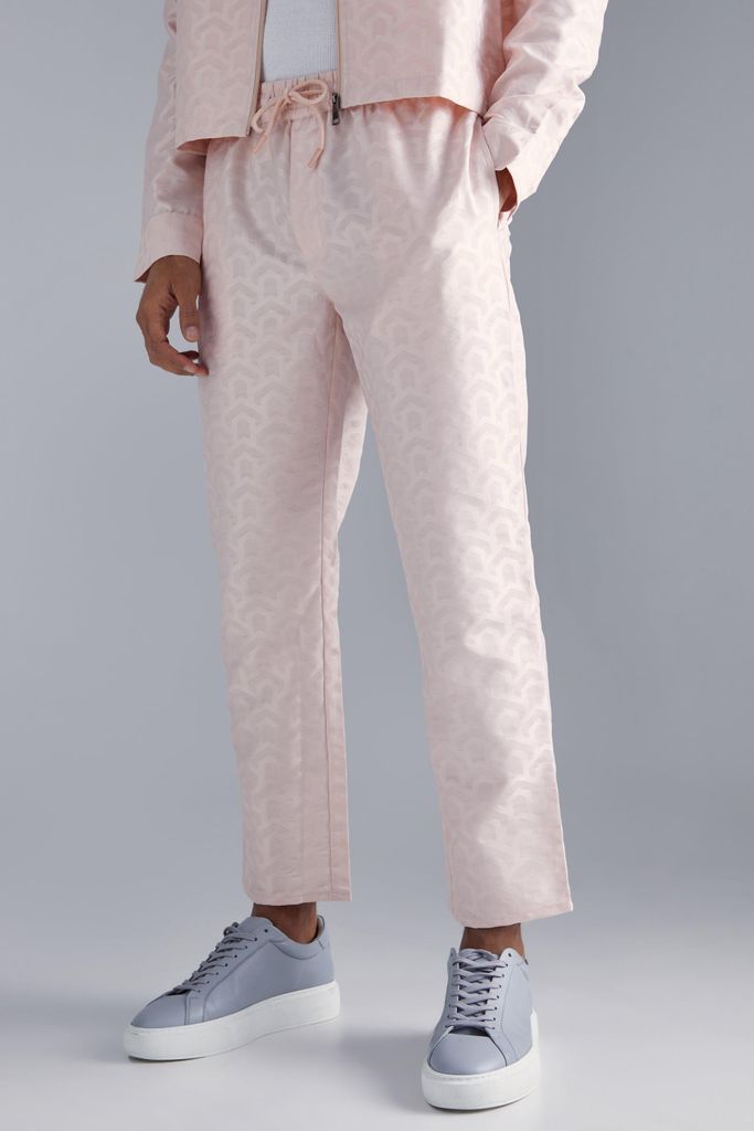 Men's Textured Geo Tapered Trouser - Pink - S, Pink